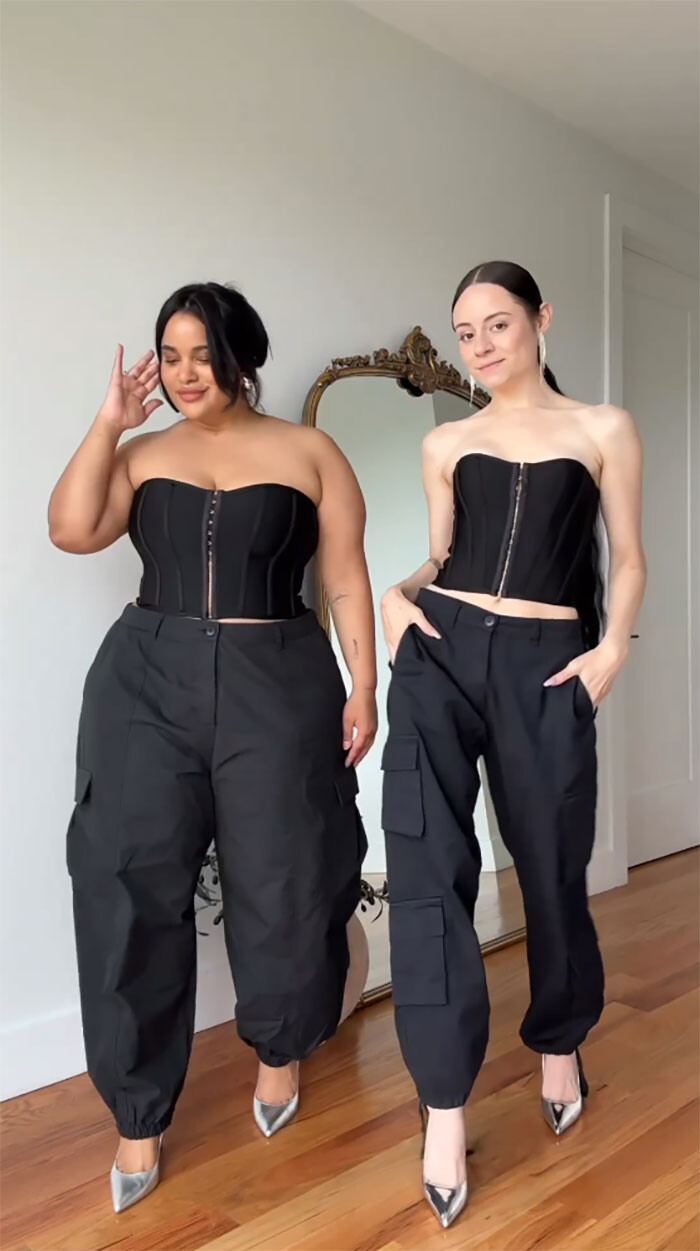 &quot;Главное стиль, а не размер&quot;: две подруги показывают, как одинаковые наряды смотрятся на разных фигурах (25 фото)