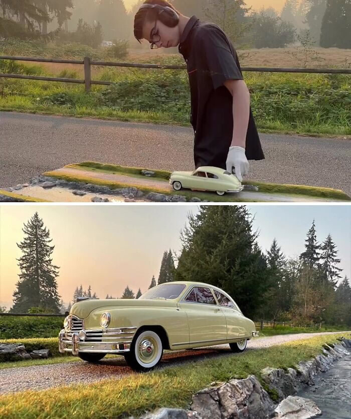 15-летний талантливый фотограф создаёт реалистичные сцены с помощью моделек автомобилей, показывая закулисные кадры (30 фото)