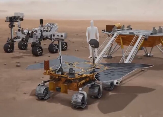 Космические аппараты, достигшие поверхности Марса, по сравнению с человеком