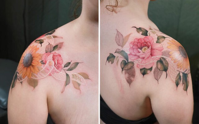 Художница создаёт цветочные татуировки, излучающие элегантность и красоту (19 фото)