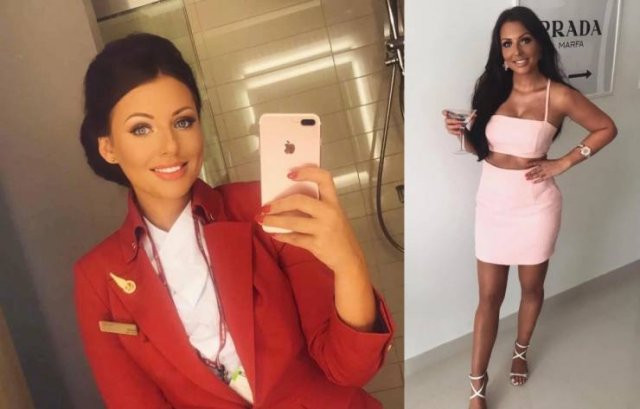 Стюардессы в униформе и без неё (22 фото)