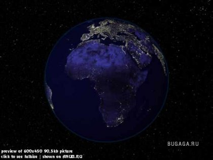 Фото Земли из космоса в ночное время