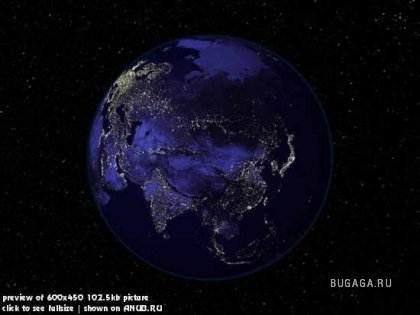 Фото Земли из космоса в ночное время